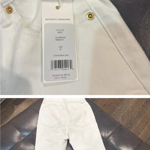 White High-Waisted Button-Fly Pants - Picture 2 of 4